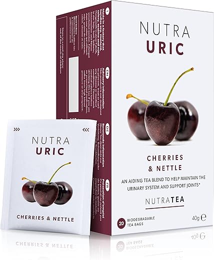 Nutra Tea - NUTRAURIC – Limpeza de Ácido Úrico e Suporte Renal – Chá de Limpeza Renal – Inclui Cereja, Urtiga – 100% Natural e Eficaz