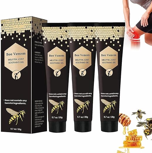 TPTAL - Gel Profissional de Veneno de Abelha da Nova Zelândia, Creme de Veneno de Abelha da Nova Zelândia, Gel Profissional de Própolis para Articulações, Alívio Suave para Pescoço, Cintura, Costas, Mãos, Pés e Pernas (3PCS)