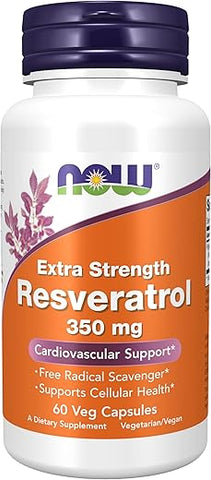 Resveratrol Extra Forte 350mg – Extrato Natural de Resveratrol Trans de 700mg da Erva-de-São-João-Japonês, 60 Cápsulas Vegetais - NOW Foods