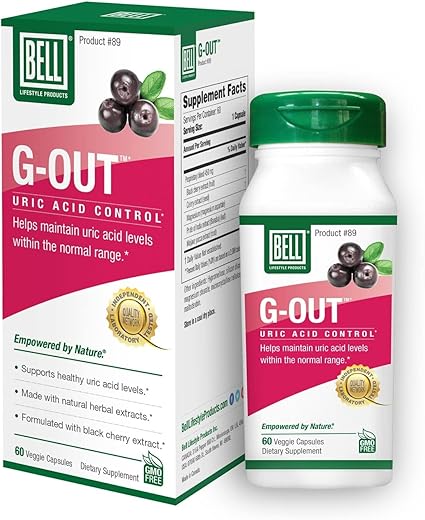 G-Out Limpeza de Ácido Úrico | Recomendado para Gota – Uma Mistura Única de Extratos Herbais que Ajuda a Manter os Níveis de Ácido Úrico Dentro da Faixa Normal, Alívio de Ácido Úrico, Ácido Úrico - Bell