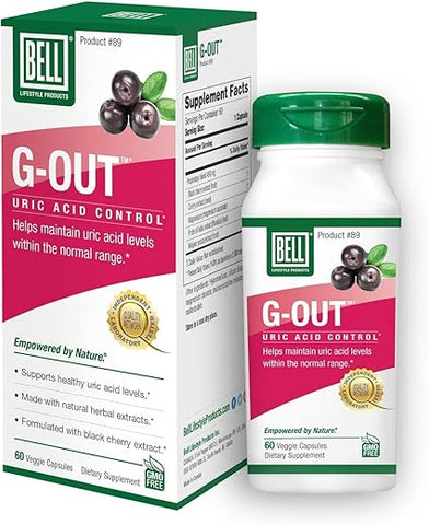 G-Out Limpeza de Ácido Úrico | Recomendado para Gota – Uma Mistura Única de Extratos Herbais que Ajuda a Manter os Níveis de Ácido Úrico Dentro da Faixa Normal, Alívio de Ácido Úrico, Ácido Úrico - Bell