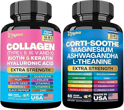 Shining Serenity Set – Suporte ao Cortisol com Ashwagandha, L-Theanine, Magnésio, Lions Mane, Manjericão Sagrado | 100% Natural e Eficaz - Zoyava