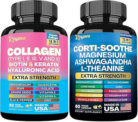 Shining Serenity Set – Suporte ao Cortisol com Ashwagandha, L-Theanine, Magnésio, Lions Mane, Manjericão Sagrado | 100% Natural e Eficaz - Zoyava