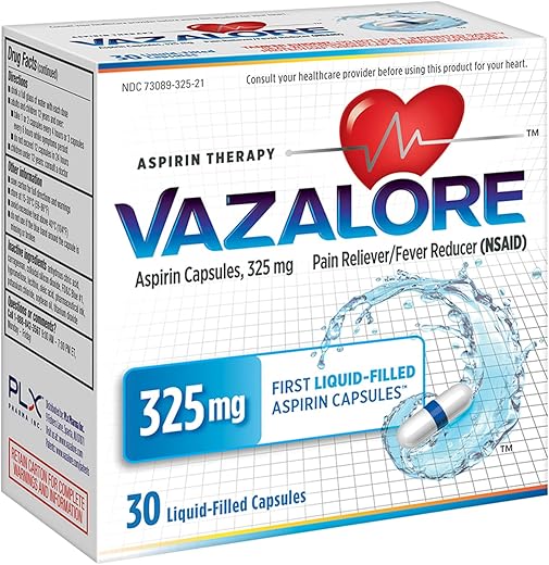 325mg de Aspirina para Adultos | Alívio Rápido da Dor | Marca Líder em Analgésicos - VAZALORE