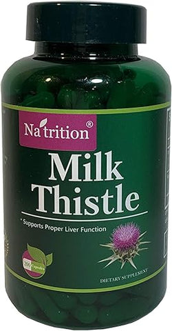 Na'trition - Milk Thistle – Melhores Suplementos para o Fígado com Suporte de Raiz de Dente-de-leão Fórmula Natural de Desintoxicação Limpeza do Fígado Reforça o Sistema Imunológico 200 Cápsulas Vegetais – Suprimento de 100 dias