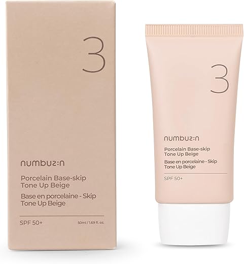 numbuzin - Base Porcelana Numbuzin No.3 | Acabamento em Pó, Cobertura Leve e Natural | Tonalidade Bege | 50ml