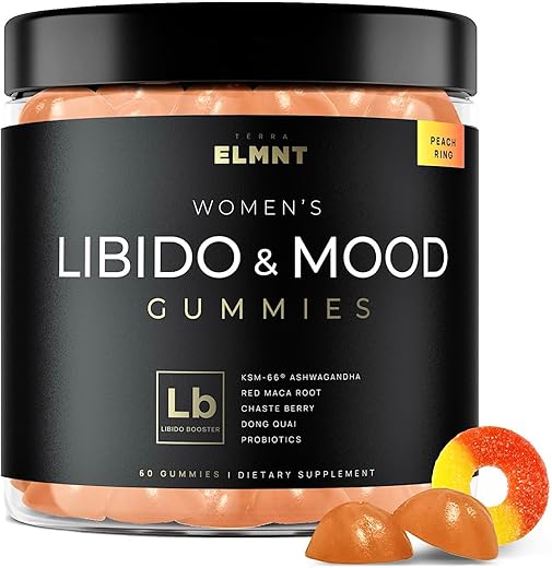 TERRA ELMNT - Libido Booster para Mulheres 4.050mg KSM-66 Ashwagandha Gummies com Raiz de Maca Vermelha 30x mais Potente – Libido Feminina