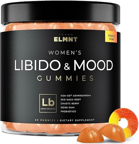 TERRA ELMNT - Libido Booster para Mulheres 4.050mg KSM-66 Ashwagandha Gummies com Raiz de Maca Vermelha 30x mais Potente – Libido Feminina
