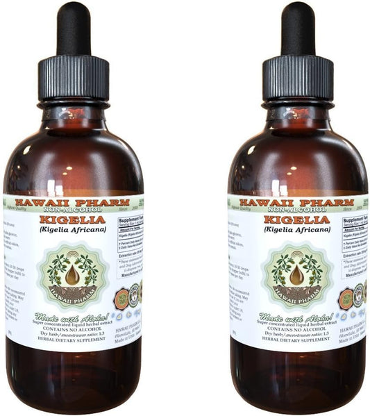 Kigelia Africana Extrato Líquido Sem Álcool, Glicerito de Fruta Seca de Kigelia – Hawaii Pharm 2×4 oz (118 ml)