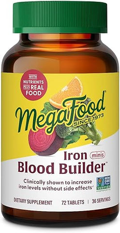 Blood Builder Minis – Aumenta os Níveis de Ferro Clinicamente Comprovado sem Efeitos Colaterais – Ferro com Vitamina C, Vitamina B12 | MegaFood Blood Builder Minis – Aumenta Ferro sem Efeitos Colaterais - MegaFood
