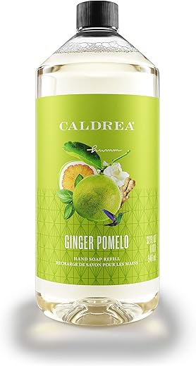 Recarga de Sabonete Líquido Caldrea, Gel de Aloe Vera, Azeite de Oliva e Óleos Essenciais para Limpar e Condicionar, Fragrância de Gengibre e Pomelo, 946 ml
