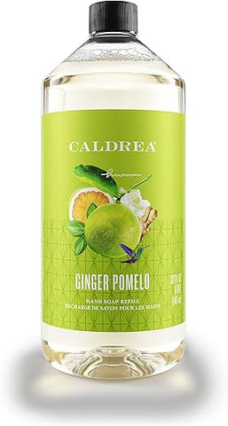 Recarga de Sabonete Líquido Caldrea, Gel de Aloe Vera, Azeite de Oliva e Óleos Essenciais para Limpar e Condicionar, Fragrância de Gengibre e Pomelo, 946 ml