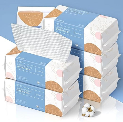Soft Dry Wipe 6 Pack – Lenços de Algodão 100%%, Livres de Fiapos, Toalhas Descartáveis Extra Grossas para Pele Sensível, Remoção de Maquiagem, Uso Seco e Úmido - PoeticEHome