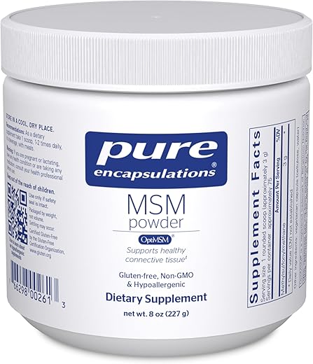 MSM em Pó | Suporte Hipoalergênico para Articulações, Imunidade e Saúde Respiratória | 227g - Pure Encapsulations