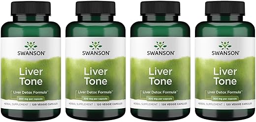 Liver Tone Fórmula Detox para o Fígado 300mg 120 Cápsulas Vegetais (4 Pacotes) - Swanson