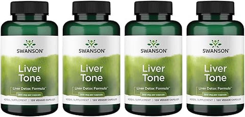 Liver Tone Fórmula Detox para o Fígado 300mg 120 Cápsulas Vegetais (4 Pacotes) - Swanson