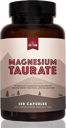 Magnésio Taurato Natural Rhythm, Alta Absorção, 750mg (150mg de Magnésio Elemental) 120 Cápsulas