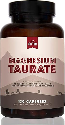 Magnésio Taurato Natural Rhythm, Alta Absorção, 750mg (150mg de Magnésio Elemental) 120 Cápsulas