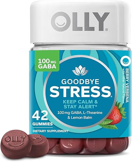 Goodbye Stress Gummy – Suplemento Relaxante com GABA, L-Theanine e Melissa, Sabor Berry – 42 Unidades - OLLY