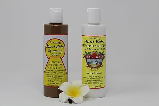 Hawaii Delights - Conjunto de Loção Bronzeadora Best Maui Babe! Inclui Loção Bronzeadora 8 Oz, Loção Pós-Bronzeamento 8 Oz