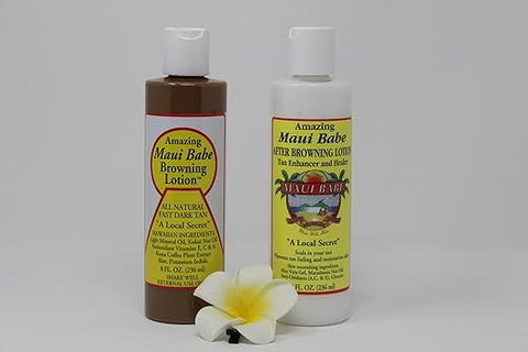 Hawaii Delights - Conjunto de Loção Bronzeadora Best Maui Babe! Inclui Loção Bronzeadora 8 Oz, Loção Pós-Bronzeamento 8 Oz