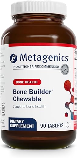 Bone Builder Chewable – Suplemento para Fortalecimento Ósseo – Suporte Mineral Completo – com Cálcio, Vitamina D – 60 comprimidos - Metagenics