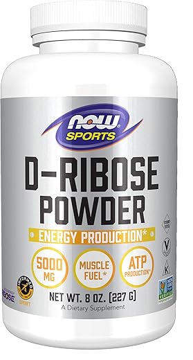 Sports Nutrition, Pó de D-Ribose 5.000 mg, Certificado Não-OGM, Produção de Energia, 8-Ounce (236 ml) - NOW Foods