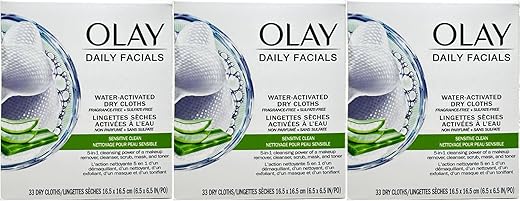 Olay - OLAY Lenços Umedecidos 5-em-1 Daily Gentle Clean, 33 Unidades (Pacote com 3)  OLAY