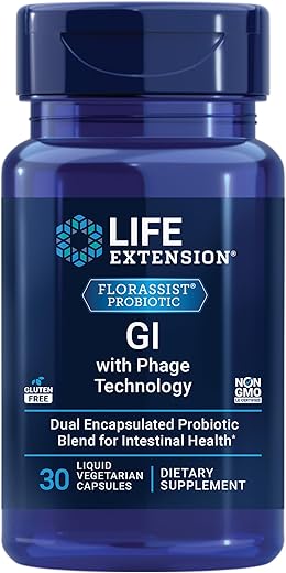 FLORASSIST GI com Tecnologia de Fagos: Suporte Digestivo, Absorção de Nutrientes, 7 Cepas Probióticas, Blend de Bacteriófagos, 30ml Vegetariano - Life Extension