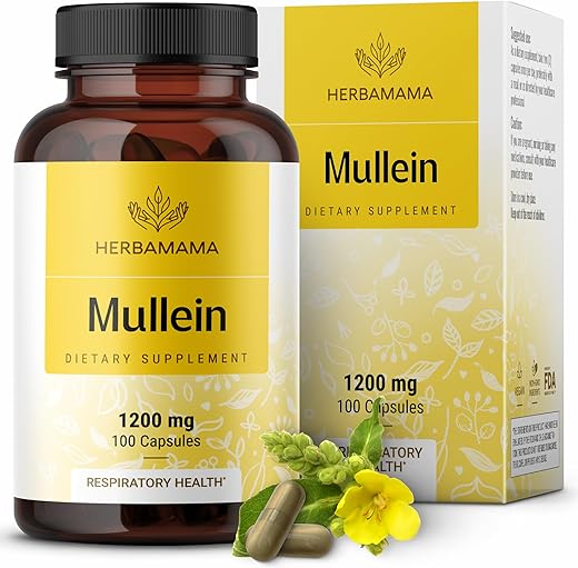 Cápsulas de Folha de Verbasco – 1200 mg de Verbasco para Limpeza Pulmonar - HERBAMAMA