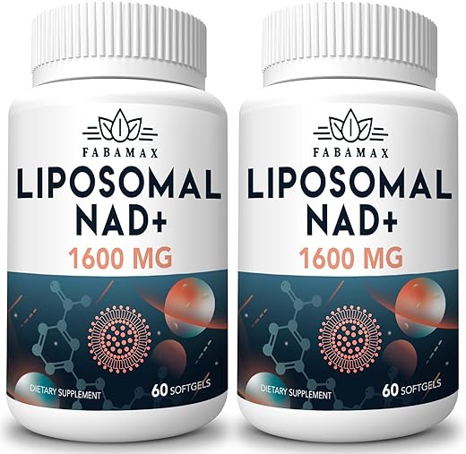 Fabamax - Suplemento Liposomal NAD 1600 mg, 98% Puro, Absorção Superior, Alternativa ao Nicotinamida Ribosídeo ou NADH para Impulsionar a Defesa do Envelhecimento, Energia, Longevidade – Marca em Destaque