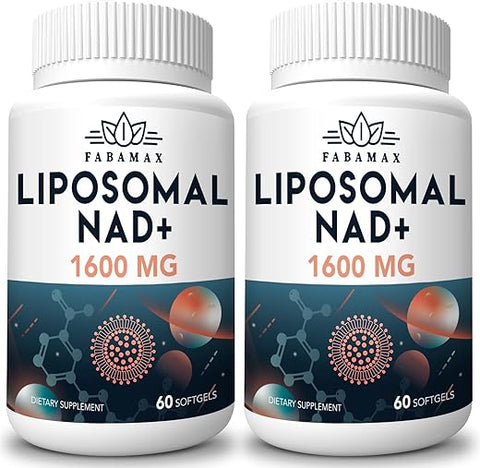 Fabamax - Suplemento Liposomal NAD 1600 mg, 98% Puro, Absorção Superior, Alternativa ao Nicotinamida Ribosídeo ou NADH para Impulsionar a Defesa do Envelhecimento, Energia, Longevidade – Marca em Destaque