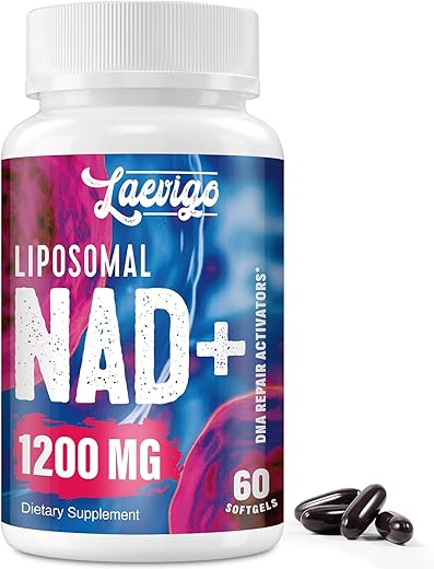 Laevigo - Suplemento Liposomal NAD 1200mg, Ultra Pureza Real, Absorção Aprimorada, Impulsionando NAD, Defesa contra o Envelhecimento, Energia, Reparo Metabólico, Suplemento NAD Ótimo, 60 Softgels