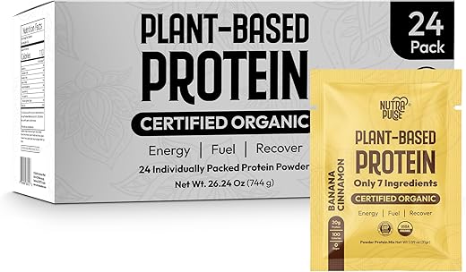 NUTRAPULSE - Amostra de Proteína Vegana Orgânica em Pó – Proteína à Base de Plantas, Sem Glúten, Não Transgênica, 20g de Proteína por Porção, Ideal para Smoothies
