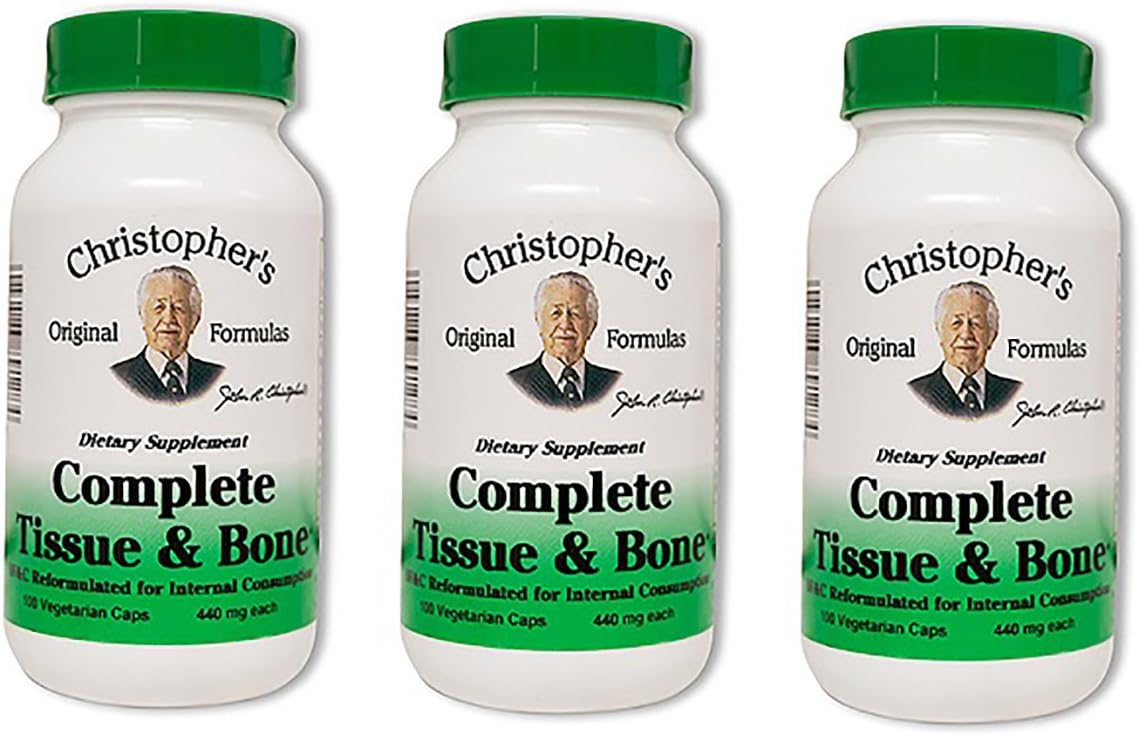 Christopher's Original Formulas - Dr. Christophers Formulas – Fórmula Completa para Tecidos e Ossos, 440mg, 100 Cápsulas (3 Pacotes)