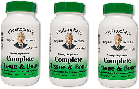 Christopher's Original Formulas - Dr. Christophers Formulas – Fórmula Completa para Tecidos e Ossos, 440mg, 100 Cápsulas (3 Pacotes)