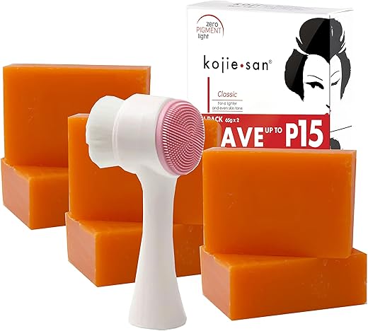 Kojie San - Conjunto de Pincéis Kojie San para Clareamento da Pele – Sabonete Original de Ácido Kójico que Ajuda a Reduzir Manchas Escuras