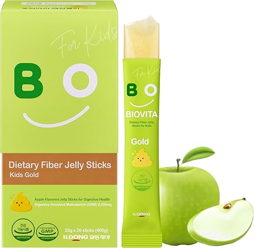 BIOVITA - Kids Fiber Jelly (20 Sticks) – 100%% Fibra Solúvel à Base de Plantas 4.200mg, Facilita o Trânsito Intestinal