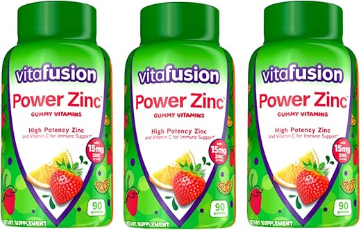 Power Zinc Gummy Vitamins – 15 mg de Zinco por Porção – Alta Potência de Zinco - Vitafusion