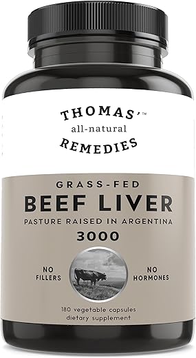 Thomas' all-natural Remedies - Thomas’ Remédios Naturais: Cápsulas de Fígado Bovino Desidratado, 3000mg para Energia, Imunidade e Suporte Hepático, Criados em Pasto na Argentina, Livres de Transgênicos