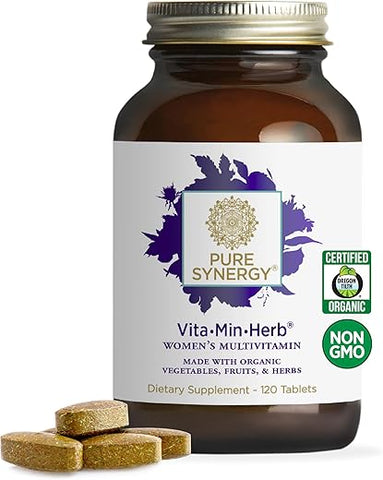 Vita·Min·Herb para Mulheres | Multivitamínico Completo para Mulheres | Feito com Alimentos Orgânicos Integrais Não-OGM | 100% Natural - PURE SYNERGY