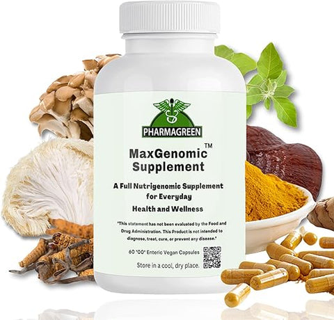Maxgenomic - MaxGenomicTM: Suplemento Natural de Amplo Espectro para Saúde e Bem-Estar Diários. Composto por 9 Cogumelos Benéficos e 6 Ervas Benéficas. Inclui Lion’s Mane