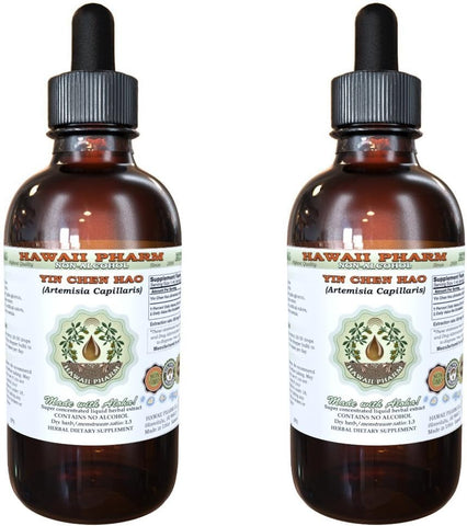 Yin Chen Hao Extrato Líquido Sem Álcool, Glicerito de Erva Seca Yin Chen Hao (Artemisia Capillaris), Suplemento Herbal Natural, Hawaii Pharm, EUA 2×2 fl.oz (60ml)