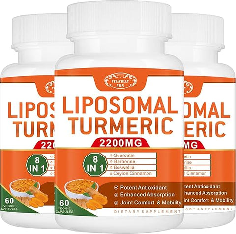 VITACRLLYNMN - Liposomal Turmeric Curcumin 2200MG com Pimenta Preta – 60 Cápsulas (Marca)