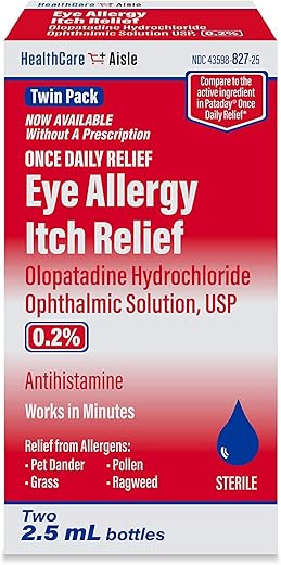 Colírio para Alívio da Coceira Ocular por Alergia – Solução Oftálmica de Cloridrato de Olopatadina USP, 0,2% – 2,5mL (Pacote Duplo) – Gotas para Alergia Ocular - HealthCareAisle