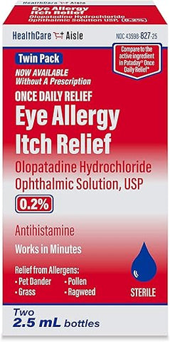 Colírio para Alívio da Coceira Ocular por Alergia – Solução Oftálmica de Cloridrato de Olopatadina USP, 0,2% – 2,5mL (Pacote Duplo) – Gotas para Alergia Ocular - HealthCareAisle