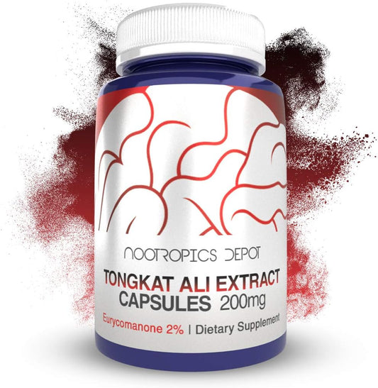 Cápsulas de Extrato de Tongkat Ali | 200mg | 60 Unidades | 2%% Eurycomanone por HPTLC | Extrato de Raiz de Eurycoma longifolia - Nootropics Depot