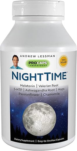 Cápsulas Noturnas 360 – 3mg Melatonina, Valeriana, Ashwagandha, Passiflora, Lúpulo, Camomila. Suporte Natural para um Sono Tranquilo. Cápsulas Fáceis de Engolir - ANDREW LESSMAN