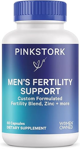 Pink Stork - Blue Stork Fertility Supplements for Men – Suporte à Concepção Masculina – Vitaminas Pré-Natais Masculinas com Raiz de Maca, Ashwagandha, Folate, B12 – Saúde do Esperma, Potência, Motilidade – 60 cápsulas