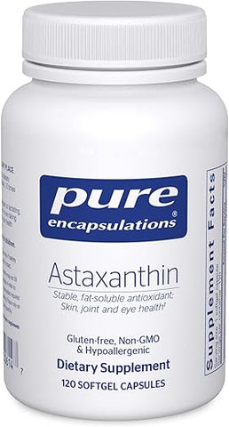 Astaxantina Pure Encapsulations | Suplemento Antioxidante para Articulações, Pele e Saúde Ocular | 120 Cápsulas Softgel